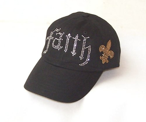 Faith Crystal Rhinestone Gold Saints Baseball Hat Cap