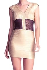 V-neck Nylon/Rayon/Spandex General Print Cutout Summer Bandage Dress 