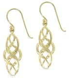 18k Yellow Gold Plated Sterling Silver Celtic Design Oval Dangle Earrings
