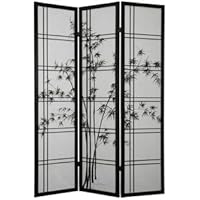 Double Cross Bamboo Tree Shoji Screen 3 Panel - Black