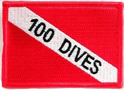 100 Dives Patch Embroidered Iron On Scuba Diving Diver Down Flag Emblem Souvenir