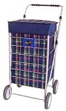 Shoppy blue / white check shopping trolley