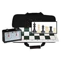 Tournament Chess Set with Deluxe Canvas Bag and Chess Clock