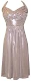 Sexy Gold Metallic Cocktail Halter Party Dress Holiday Gown Prom JR Plus Size
