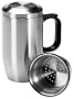Isosteel VA-9565 Tee-Isolierbecher 0,4 L aus doppelwandigem 18/8 Edelstahl mit Siebeinsatz, Deckel und Anti-Rutsch-Boden