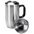 Isosteel VA-9565 Tee-Isolierbecher 0,4 L aus doppelwandigem 18/8 Edelstahl mit Siebeinsatz, Deckel und Anti-Rutsch-Boden