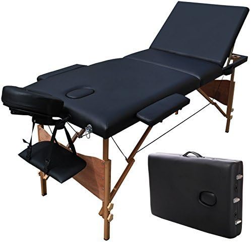 ShoPpERcHoiCE 84"L 3 Section Portable Massage Table Facial SPA Bed Tattoo w/Carry Case Black by N/A