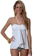 Beachside Collection: Solid White Drape Front Tankini Top (Top Only)