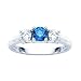 3 Diamond Anniversary Ring 1 ct. Diamond in 14K White Gold with Blue (Treated) Center Diamond