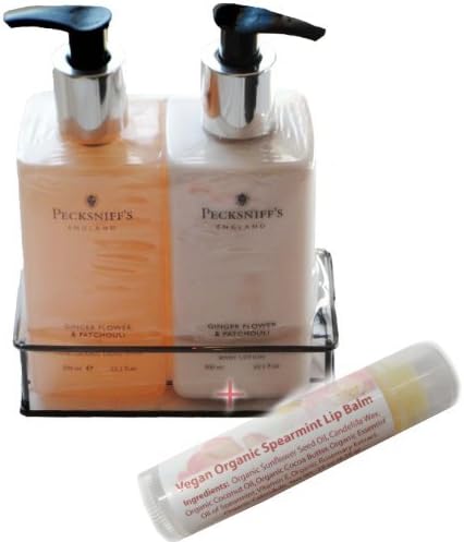 Pecksniff's Hand Wash Duo in Ginger Flower & Patchouli with Bonus Organic Lip Balm in Spearmint