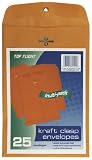 Top Flight Clasp Envelopes, Gummed and Clasped Closure, 6 x 9 Inches, Brown Kraft, 25 Envelopes per Pack (6911114)