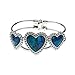 Embolden Jewelry Best Gift for a Girlfriend - Silver and Blue Green Abalone Paua Shell Heart Crystal Bangle Cuff Bracelet
