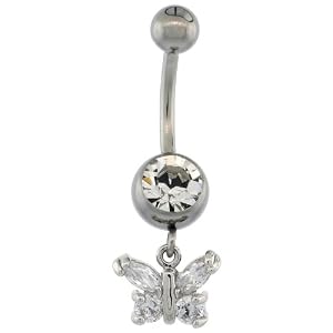 Quality Stainless Butterfly Crystals Piercing