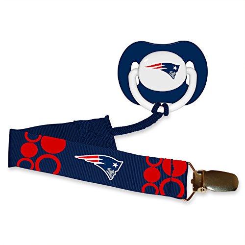 Baby Fanatic Pacifier with Clip, New England Patriots