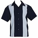 Retro Bowling Shirt -- ReWind -- Navy & Light Blue Camp Shirt
