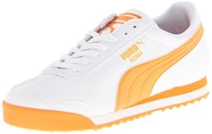 PUMA Roma Basic JR Sneaker (Little Kid/Big Kid),White/Blazing Orange,4.5 M US Big Kid