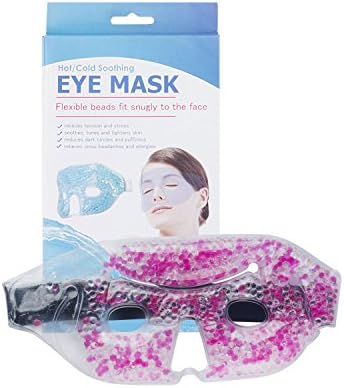 Hot/Cold Soothing Eye Mask Flexible Gel Therapy Beads fit Snugly to The Face(Rose Pink & Crystal Clear)