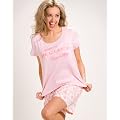 New Ladies Camille Cotton Shorts T-shirt Floral Nightwear Pyjama Set Size 8-18