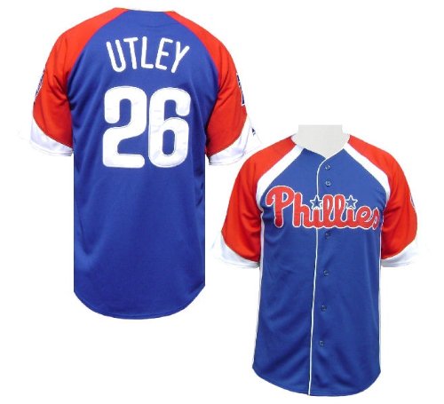 Majestic Chase Utley Philadelphia Phillies Embroidered Wheelhouse Jersey (S=36)
