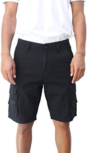 Subculture Men's Ripstop Cargo Shorts Size 30 - 40 Classic Fit Short (30, Black)