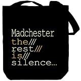 Madchester The Rest Is Silence... Music Tote Bag (Black, Canvas, Unisex)