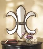 Wall Mirror with Fleur De Lis Design in Old World Gold Finish