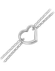 10" Heart Anklet in 14K White Gold