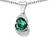 Original Star K(tm) Heart Shaped Simulated Emerald Pendant in .925 Sterling Silver
