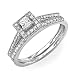 14k White Gold Round & Princess Diamond Ladies Bridal Ring Engagement Set 1/2 CT (0.50 cttw, F-G-H Color, SI-I Clarity)