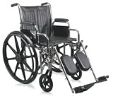 Medline Excel 2000 Wheelchair, 300 Lb Weight Capacity, 20 Inch Wide, Removable Desk Length Arms, Detachable Elevating Leg Rests, Latex Free, Black