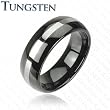 Black IP Tungsten Carbide Ring With Polish Center Stripe Design