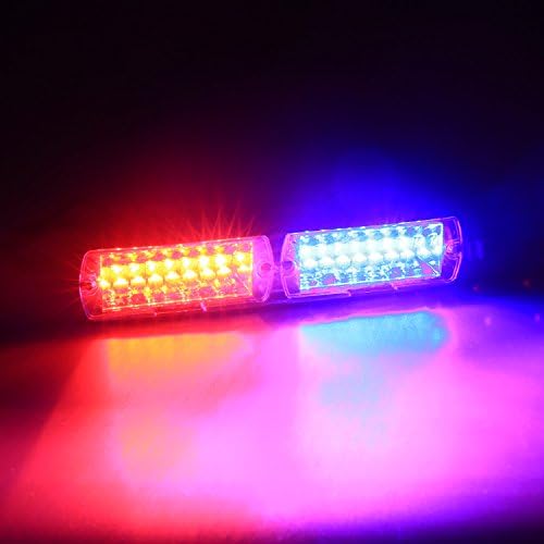 XKTTSUEERCRR (1 Set) 16LED 18 Flashing Mode Vehicle Dash Deck Grill Windshield Emergency Hazard Warning Strobe Flash Light For Truck, Law Enforcement, Police, Firefighter, EMS, Ambulance, Private Security (Red &amp; Blue)