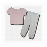 Calvin Klein Pale Pink Cotton w/striped bottom Pajama Set for Infants