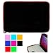 Universal Protective Micro Suede Nubuck Carrying Sleeve Case Cover with Cushioned Interior Bubble Padding and Exterior Accessory Pocket for Acer, Dell, HP, Apple Mac, Aspire, Asus, Sony, Compaq, Toshiba 11.6 inch Laptops or Netbooks (Fits all 11.6 Laptops or Netbooks), Red Trim