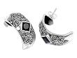 Sterling Silver Earrings with Marcasite and Black CZ - 24mm