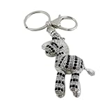 Silver and Black Crystal Zebra Purse Charm Keychain