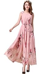 Chiffon/Elastane/Polyester Floral Print Summer Beaded Maxi Dress 