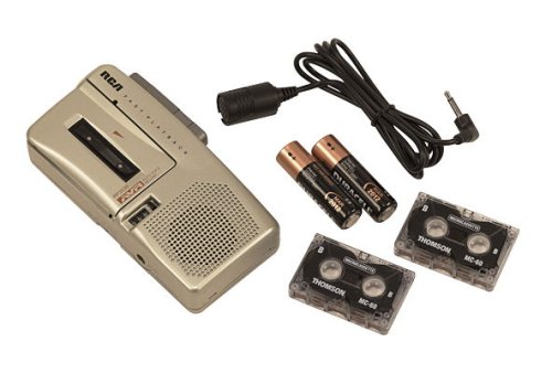 RCA Micro Cassette Voice Recorder with contoured design and one button record