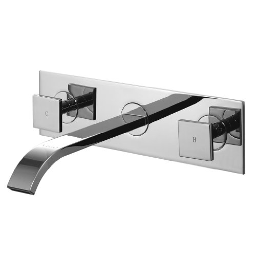 VIGO VG05002CH Square Double Handle Wall Mounted Faucet, Chrome