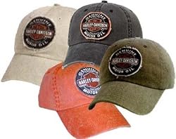 Harley-Davidson&reg; Men's Genuine Oil Patch Cap / Hat. 100% washed cotton. Frayed and distressed bill.