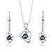 Sterling Silver 2.75 carats total weight Trillion Cut London Blue Topaz Pendant Earrings and 18 inch Necklace Set