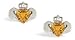 14K White Gold Genuine Heart Citrine and Diamond Celtic Claddagh Earrings