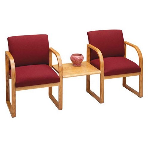 Lesro Pair of HeavyDuty Fabric Guest Chairs with Arms and Center Table