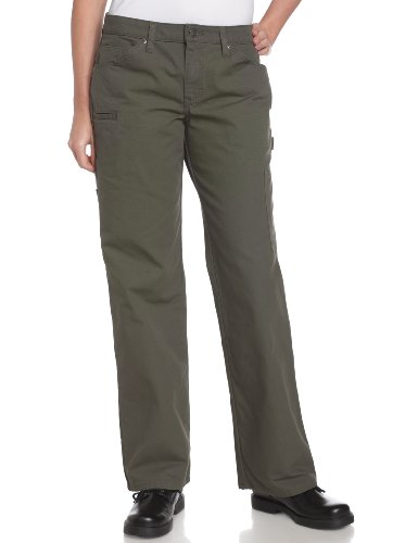 Dickies Women's Carpenter Pant In Brushed Canvas And Denim,Moss,10