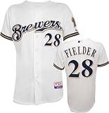Prince Fielder Majestic Home Authentic Onfield Cool Base Milwaukee Brewers Jersey