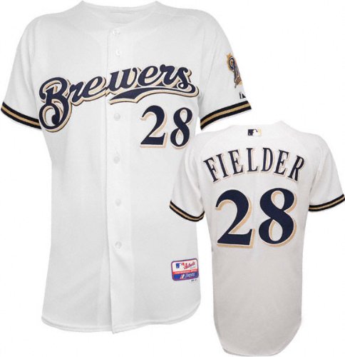 Prince Fielder Majestic Home Authentic Onfield Cool Base Milwaukee Brewers Jersey