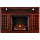 SEI Narita Media Console with Electric Fireplace, Mahogany
