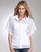 Silk Kimono Button Down Blouse - BRIGHT WHITE (XL)