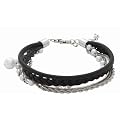 Fossil Damen-Armband Leder Seidenband Perlen 18+4 cm JF86962040