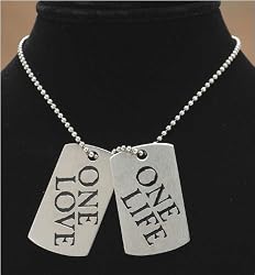J-Steel by Fyn Studios (TM) One Life, One Love Stainless-Steel 2 Dog Tag Set on Chain 843332001037